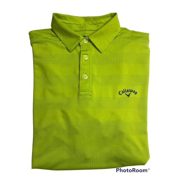 Callaway Other - Callaway Golf Polo Shirt Men Large Neon Green Opti-dri Short Sleeve